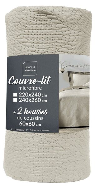 Krémový set přehozu a povlaku na polštář z mikrovlákna 240x260 cm Romane – douceur d'intérieur