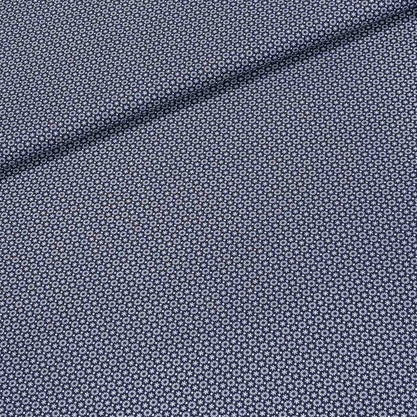 Bavlněné plátno 103000/2088 BLUE, bílé kvítky na tmavě modré, š.140cm (látka v metráži)