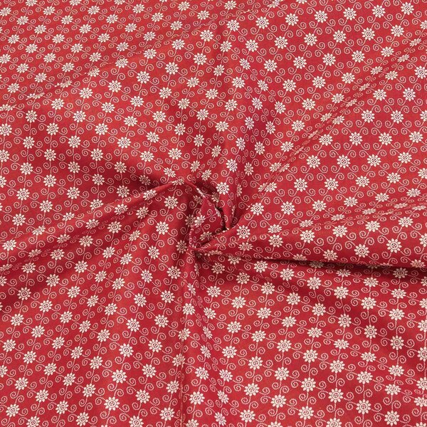 Bavlněné plátno 103000/13234 RED, bílé kvítky a spirálky na červené, š.140cm (látka v metráži)