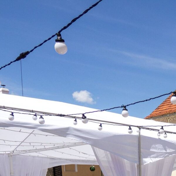 DECOLED Easy Fix LED party osvětlení, 5 m, venkovní, 10 kouliček, 70 teple bílých diod, černý kabel, IP67, prodlužovací