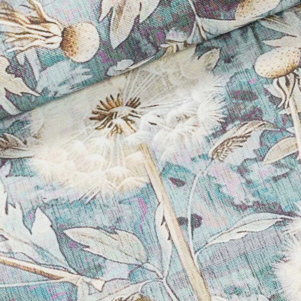 Směsové plátno DANDELION ŠEDÁ DIGITÁLNÍ TISK, chmýří pampelišky, š.140cm (látka v metráži)