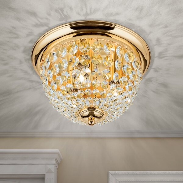Orion DLU 1840/35-Křišťálové str. svítidlo PLAFOND 3xE27/40W/230V pr.35 cm zlatá