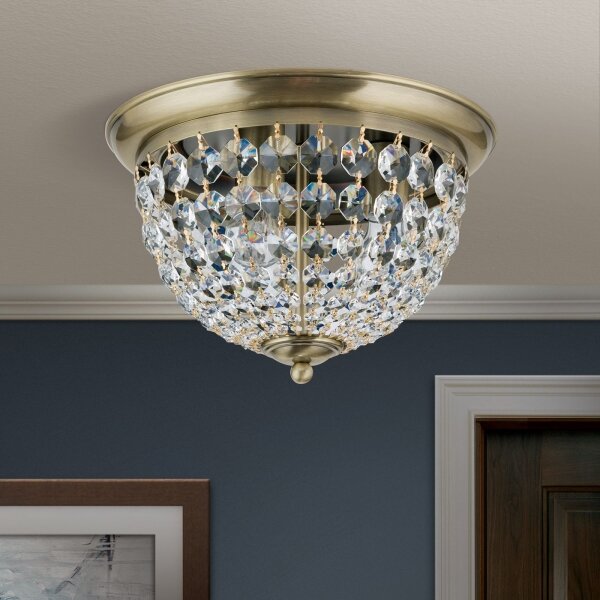 Orion DLU 1840/35-Křišťálové str. svítidlo PLAFOND 3xE27/40W/230V pr.35 cm bronz