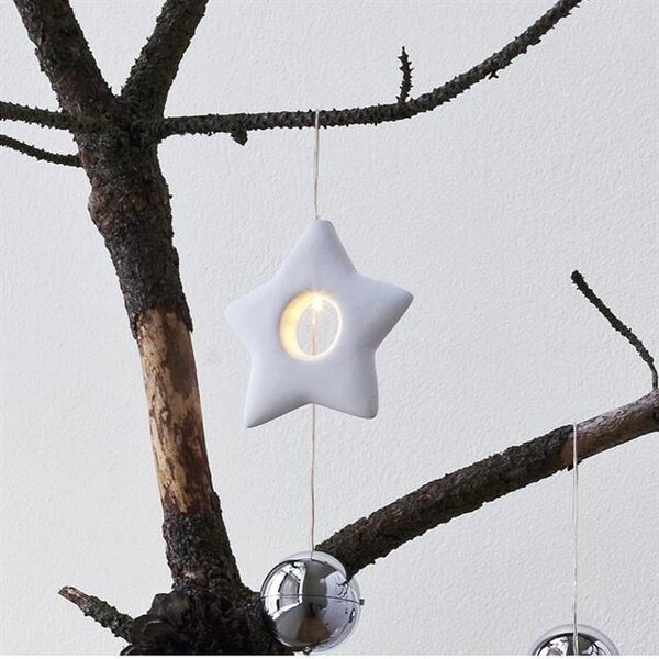 SIRIUS LED závěsná dekorace hvězda 8 cm, na baterie CR2032