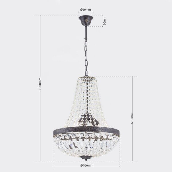Orion HL 6-1497/3 - Křišťálový lustr na řetězu ARILA 3xE27/60W/230V hnědá/patina