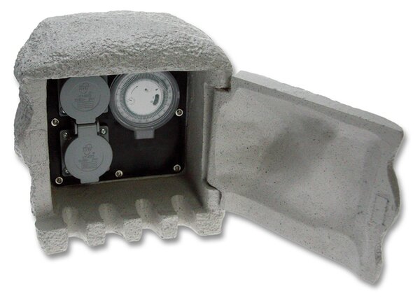 Ecolite Zahradni sloupek se zásuvkami XSTA-222GT Kamenný sloupek STONE 2, 2x z