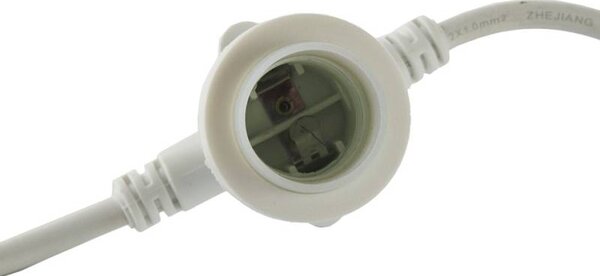 DECOLED Easy Fix světelná girlanda, venkovní, 10 m pro 10 žárovek E27, bílý kabel, IP67, prodlužovací, bez žárovek