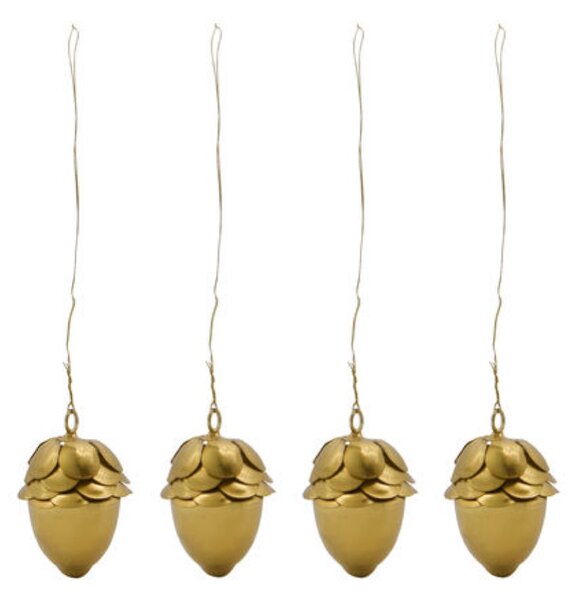 House Doctor Sada vánočních ozdob Acorn Brass - 4 ks HD425