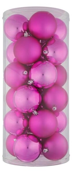 DECOLED Sada vánočních ozdob růžová 6 cm plastové koule, 12× lesklá, 12× matná, balení 24 ks