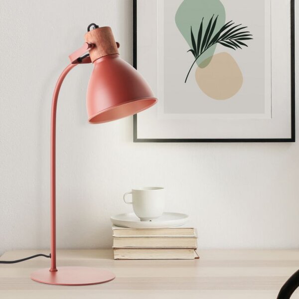 Brilliant 94555/01 Stolní lampa ERENA červená + dřevo