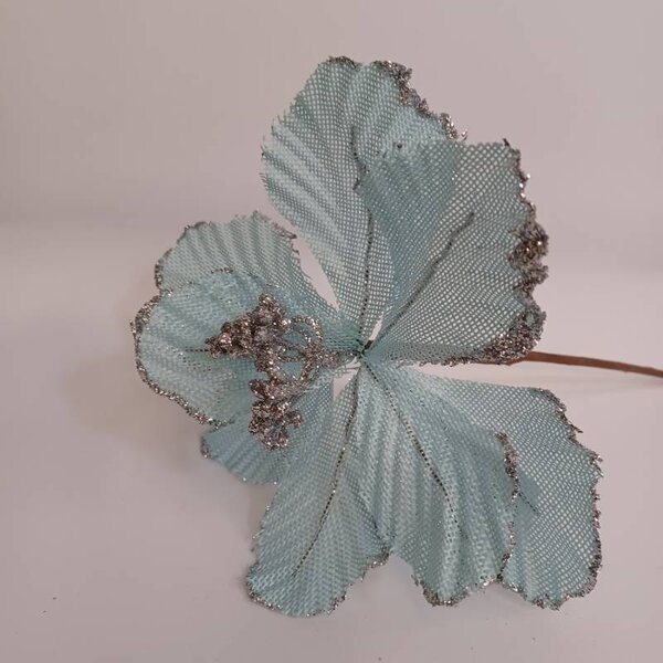 DECOLED Dekorace umělý květ modrý 20,5 × 17 cm, látka