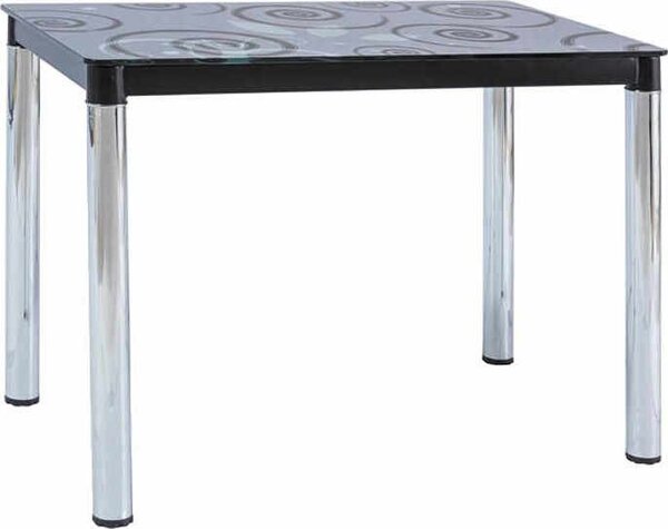 Nábytkáři ORFA DAMAR II - jídelní stůl (DAMAR2CCH100), černý/nohy chrom tvrzené sklo s ornamentem 100X60 kolekce "S" (K150-E)