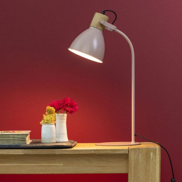 Brilliant 94555/04 Stolní lampa ERENA růžová + dřevo