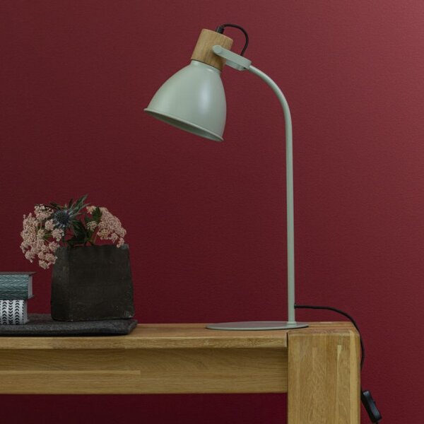 Brilliant 94555/63 Stolní lampa ERENA zelená + dřevo