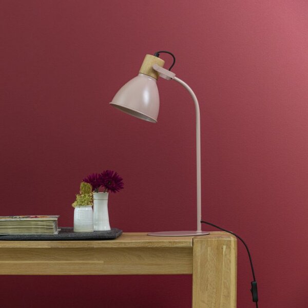Brilliant 94555/04 Stolní lampa ERENA růžová + dřevo