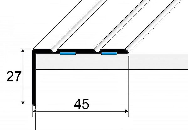 Schodový profil 45 x 27 mm (samolepící) Stříbro P11
