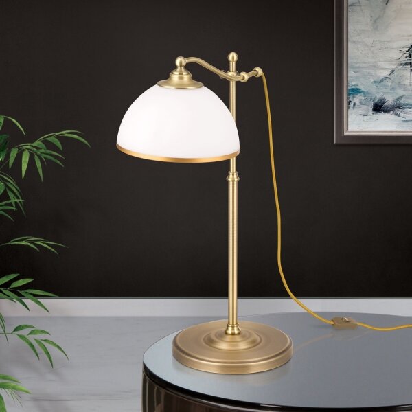 Orion LA 4-1213/1 - Stolní lampa OLD LAMP 1xE27/40W/230V bílá/mosaz