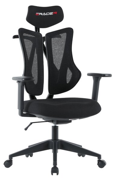 Herní ergonomická židle ERACER H3246 — síť / látka, černá