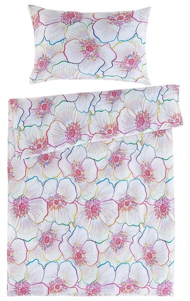 BedTex povlečení BLOOM, růžové květy, bavlněný satén, 140x200cm + 70x90cm