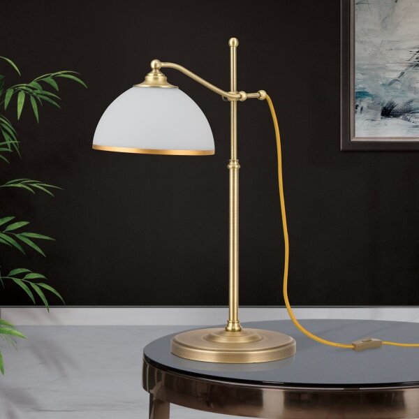 Orion LA 4-1213/1 - Stolní lampa OLD LAMP 1xE27/40W/230V bílá/mosaz