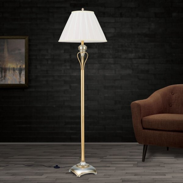 Orion Stl 12-1097/1 - Stojací lampa TIZIA 1xE27/60W/230V bílá/zlatá/patina