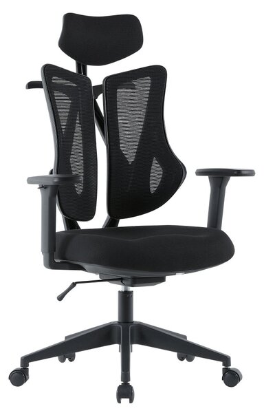 Kancelářská ergonomická židle MORA — síť / látka, černá