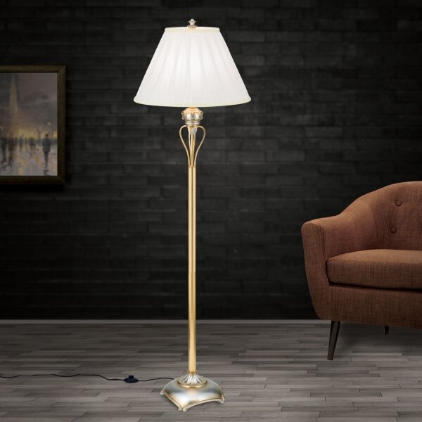 Orion Stl 12-1097/1 - Stojací lampa TIZIA 1xE27/60W/230V bílá/zlatá/patina