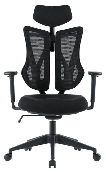 Kancelářská ergonomická židle MORA — síť / látka, černá