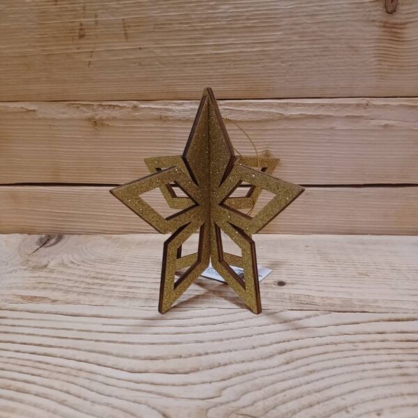 DECOLED Vánoční ozdoba zlatá hvězda, 3D, 15 cm