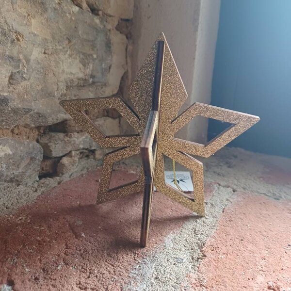 DECOLED Vánoční ozdoba zlatá hvězda, 3D, 15 cm