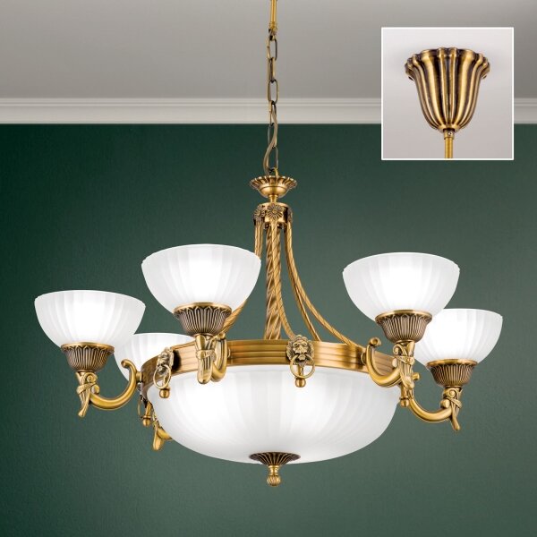 Orion LU 1689/6+3 - Lustr na řetězu ROCCA 9xE27/60W/230V pr. 75 cm bronz/bílá