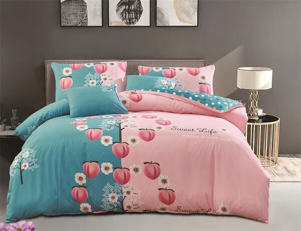 Bavlissimo 7-dílné povlečení sweet life modrá růžová 140x200 na dvě postele