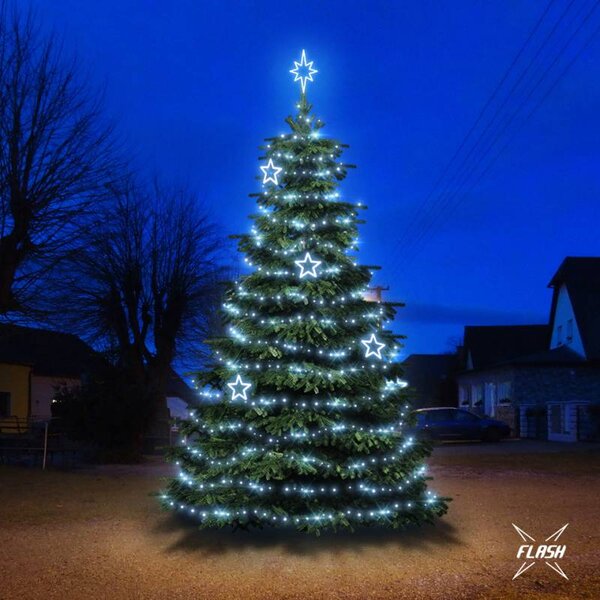 LED světelná sada na stromy vysoké 6-8m, ledová bílá s Flash, dekory EFD11