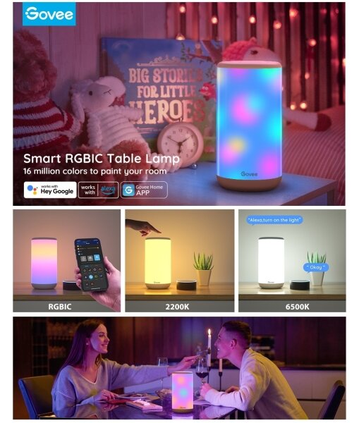 Govee - LED RGBIC Stmívatelná stolní lampa AURA 2 2200-6500K Wi-Fi Matter