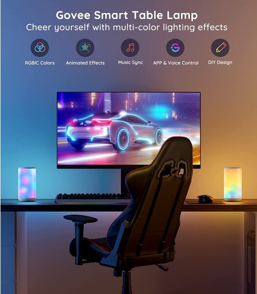 Govee - LED RGBIC Stmívatelná stolní lampa AURA 2 2200-6500K Wi-Fi Matter