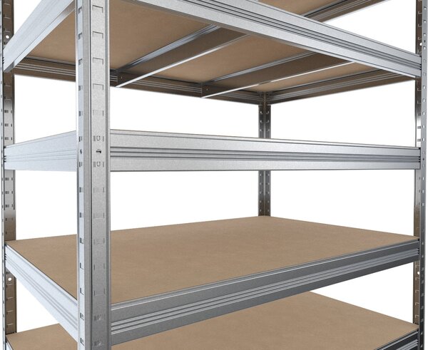 Regál do technické místnosti Biedrax 35 x 75 x 210 cm, pozink, 8 polic MDF, nosnost 300 kg na polici