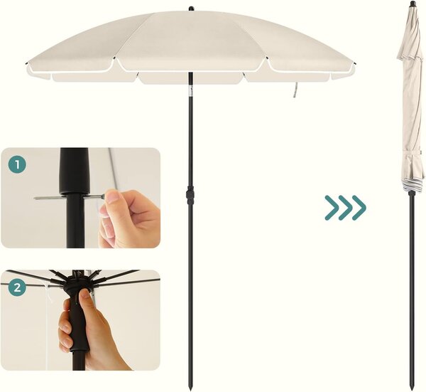 SONGMICS Zahradní slunečník s ochranným obalem UNTRA 160 cm béžový