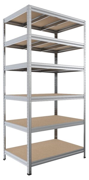 Regál do dílny Biedrax 35 x 75 x 210 cm, pozink, 6 polic MDF, nosnost 300 kg na polici