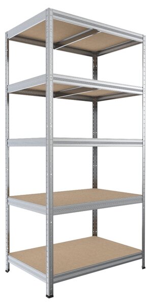 Regál do dílny Biedrax 35 x 60 x 180 cm, pozink, 5 polic MDF, nosnost 200 kg na polici