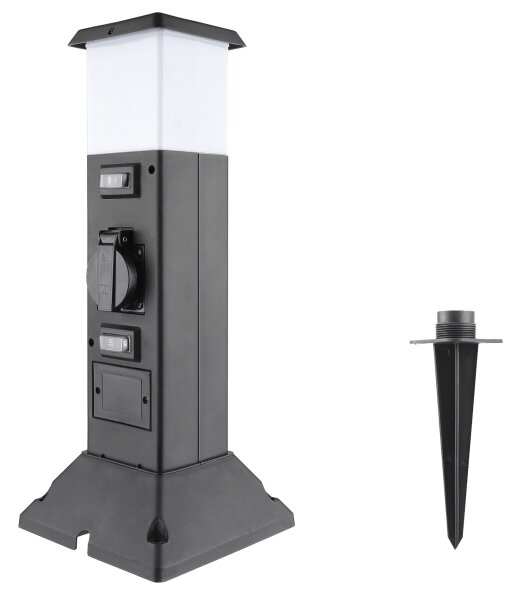 Solight PG05 - Venkovní lampa se 2 zásuvkami 1xE14/15W/230V IP44 černá