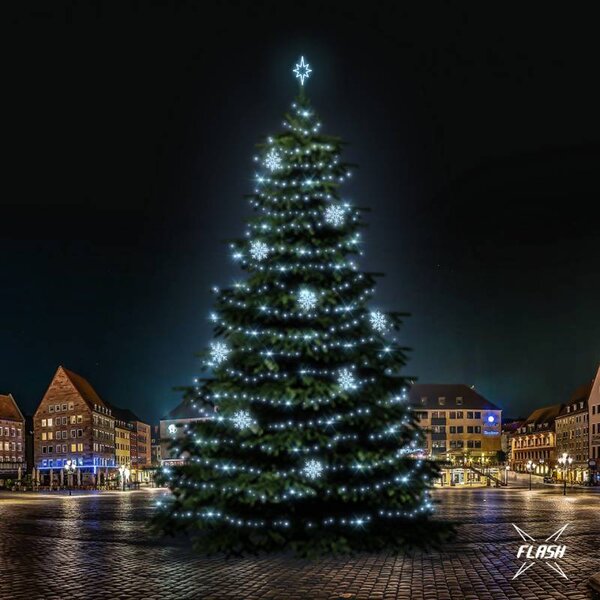 LED světelná sada na stromy vysoké 21-23m, ledová bílá s Flash, dekory DZX0EFD08