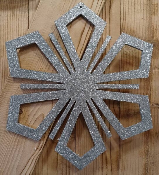 DECOLED Vánoční ozdoba vločka II, pr. 15 cm, stříbrná, překližka, venkovní