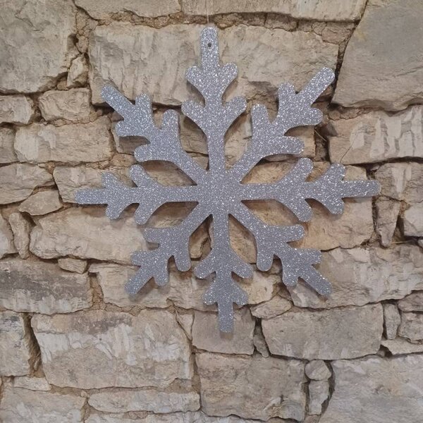 DECOLED Vánoční ozdoba vločka IV, pr. 40 cm, stříbrná, překližka, venkovní