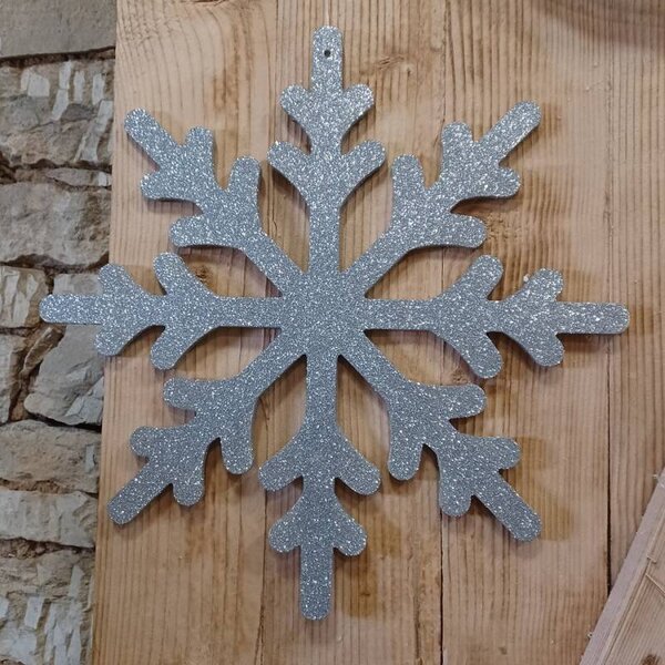 DECOLED Vánoční ozdoba vločka IV, pr. 40 cm, stříbrná, překližka, venkovní