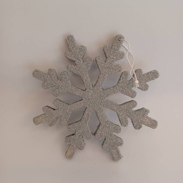 DECOLED Vánoční ozdoba vločka IV, pr. 15 cm, stříbrná, překližka, venkovní