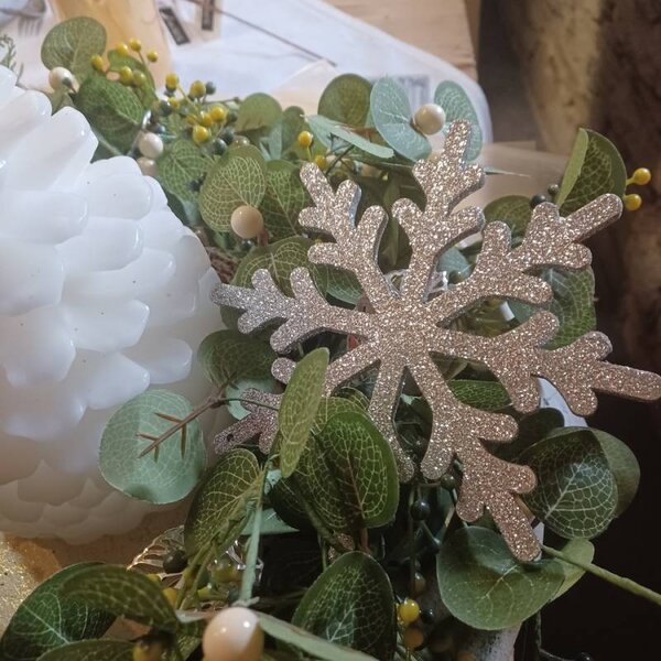 DECOLED Vánoční ozdoba vločka IV, pr. 15 cm, stříbrná, překližka, venkovní