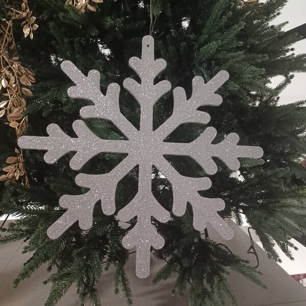 DECOLED Vánoční ozdoba vločka IV, pr. 40 cm, stříbrná, překližka, venkovní