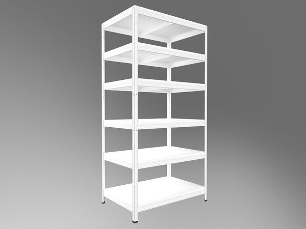 Policový regál Biedrax 50 x 60 x 180 cm, bílý, 6 polic bílé lamino 12mm, nosnost 200 kg na polici