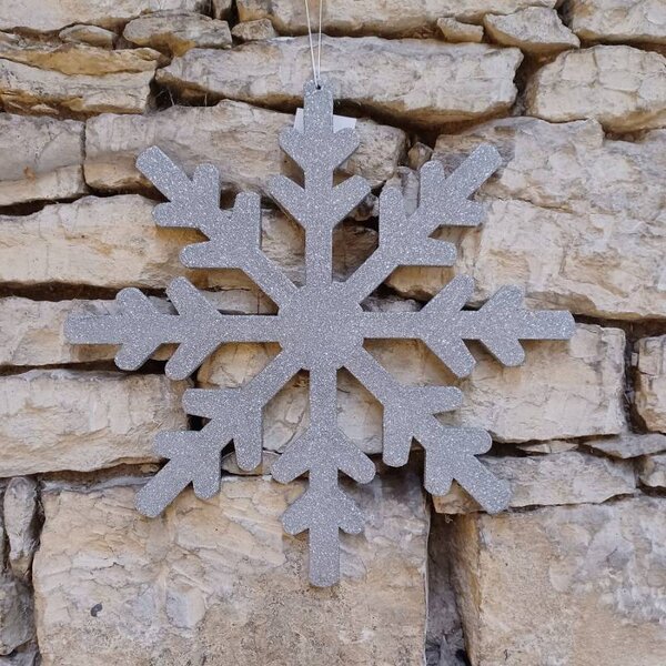 DECOLED Vánoční ozdoba vločka IV, pr. 40 cm, stříbrná, překližka, venkovní