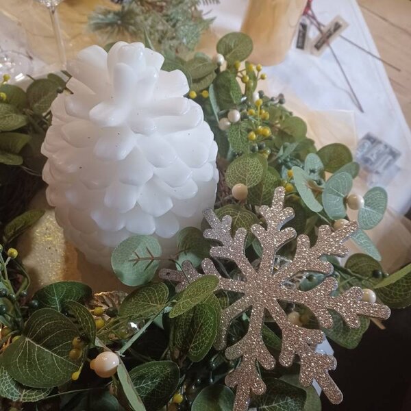 DECOLED Vánoční ozdoba vločka IV, pr. 15 cm, stříbrná, překližka, venkovní
